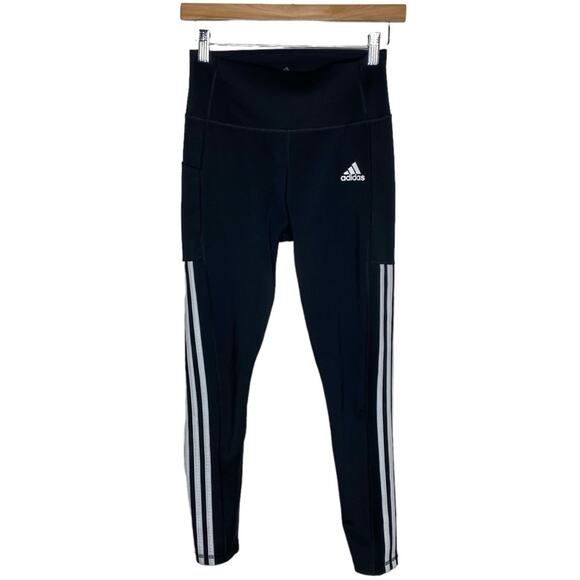 Adidas Climalite 3 Stripe Active 7/8 Leggings Aeroready Pants Black Womens Small - Picture 3 of 12